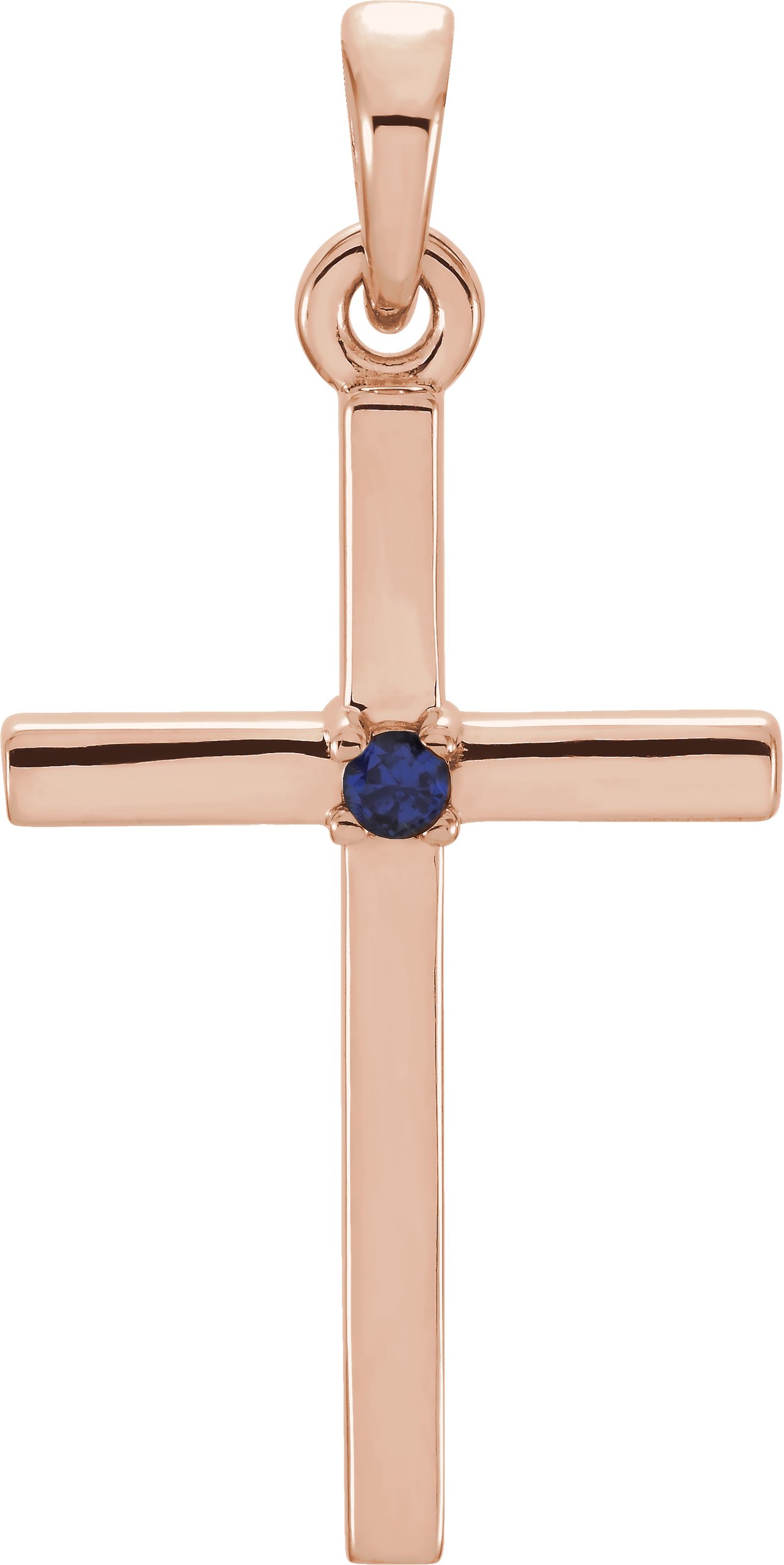 14K Rose 22.65x11.4 mm Blue Sapphire Cross Pendant Ref. 13246314
