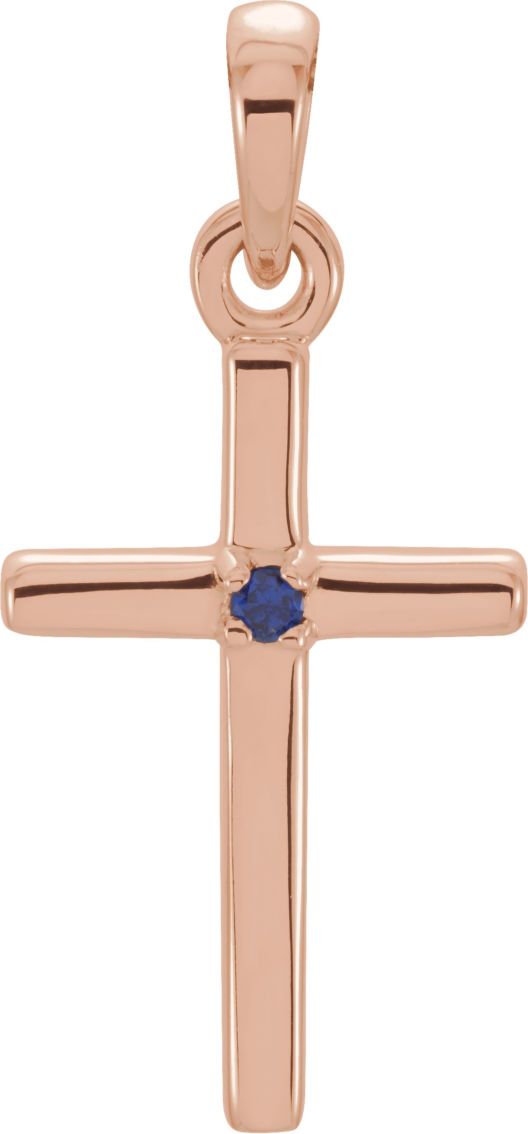 14K Rose 19.2x9 mm Blue Sapphire Cross Pendant Ref. 13246304