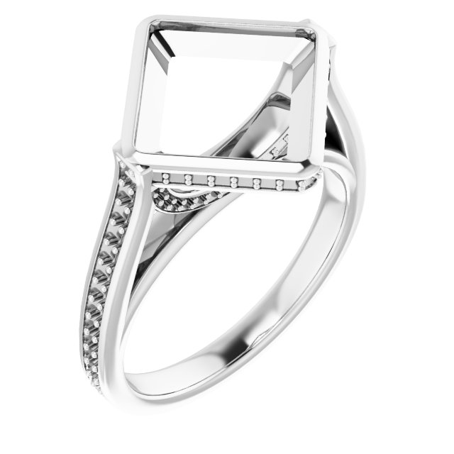 Bezel-Set Accented Engagement Ring