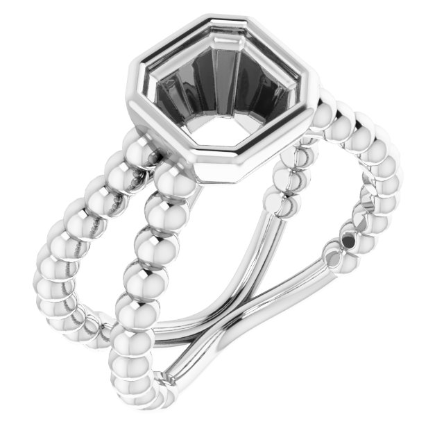 Beaded Bezel-Set Solitaire Ring