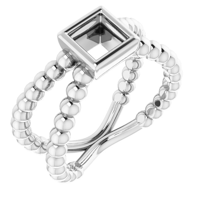 Beaded Bezel-Set Solitaire Ring
