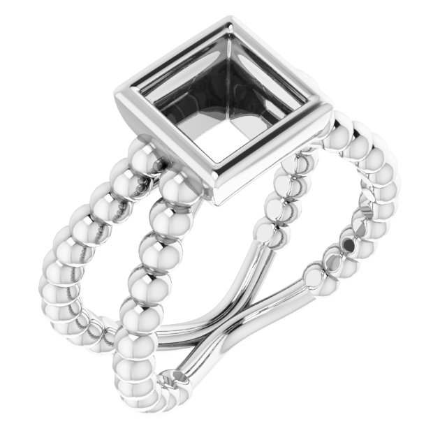 Beaded Bezel-Set Solitaire Ring
