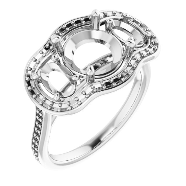 Three-Stone Halo-Style Engagement Ring