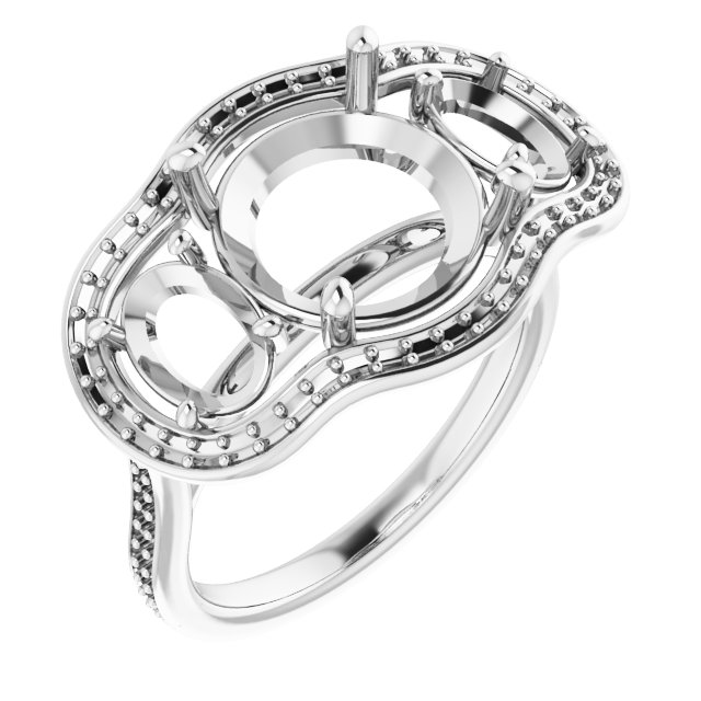 Three-Stone Halo-Style Engagement Ring