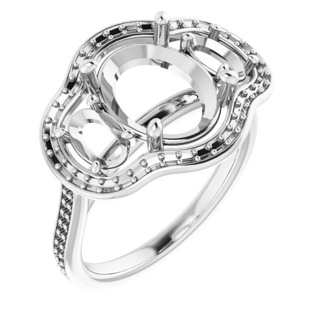 Three-Stone Halo-Style Engagement Ring