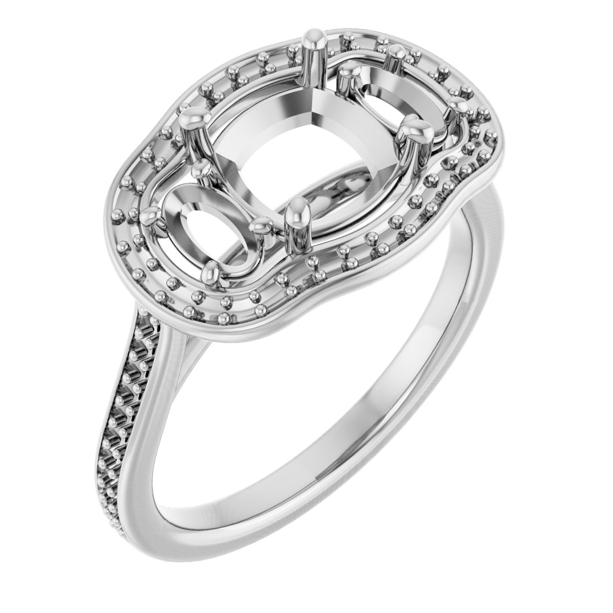 Three-Stone Halo-Style Engagement Ring