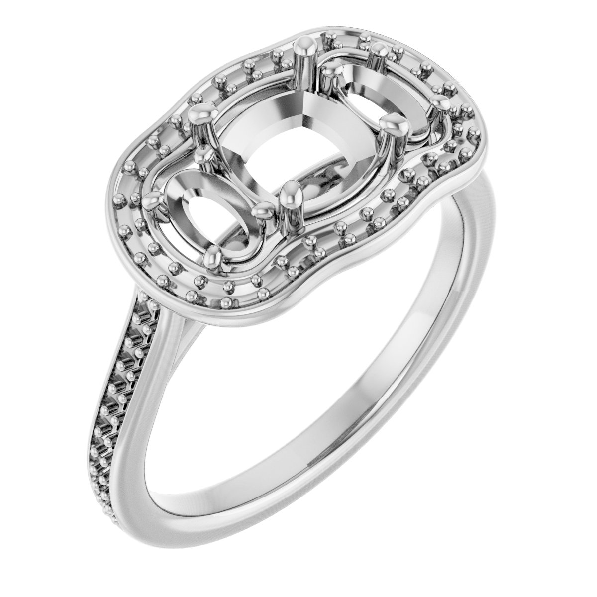 Three-Stone Halo-Style Engagement Ring