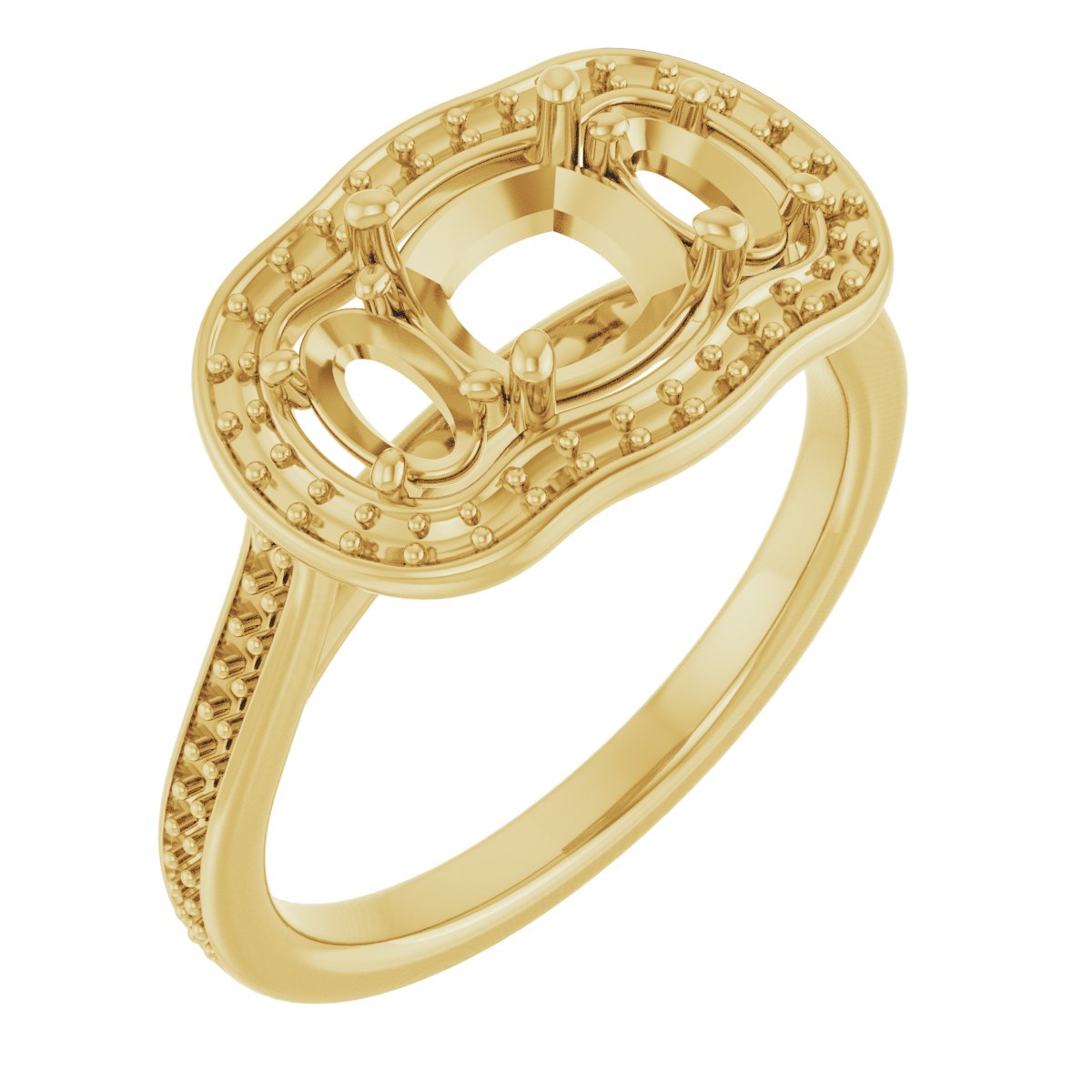 Three-Stone Halo-Style Engagement Ring
