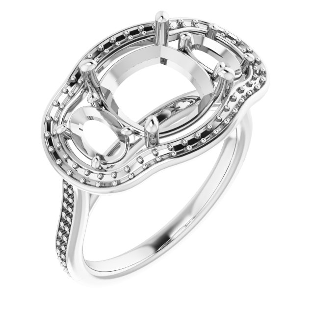 Three-Stone Halo-Style Engagement Ring