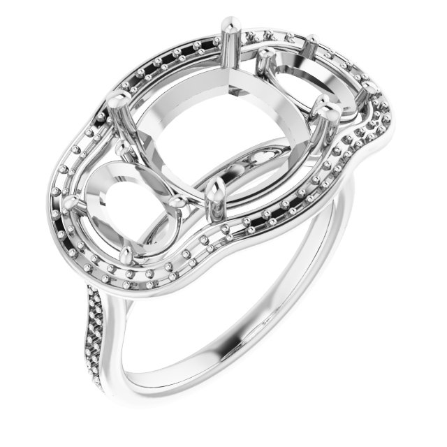 Three-Stone Halo-Style Engagement Ring