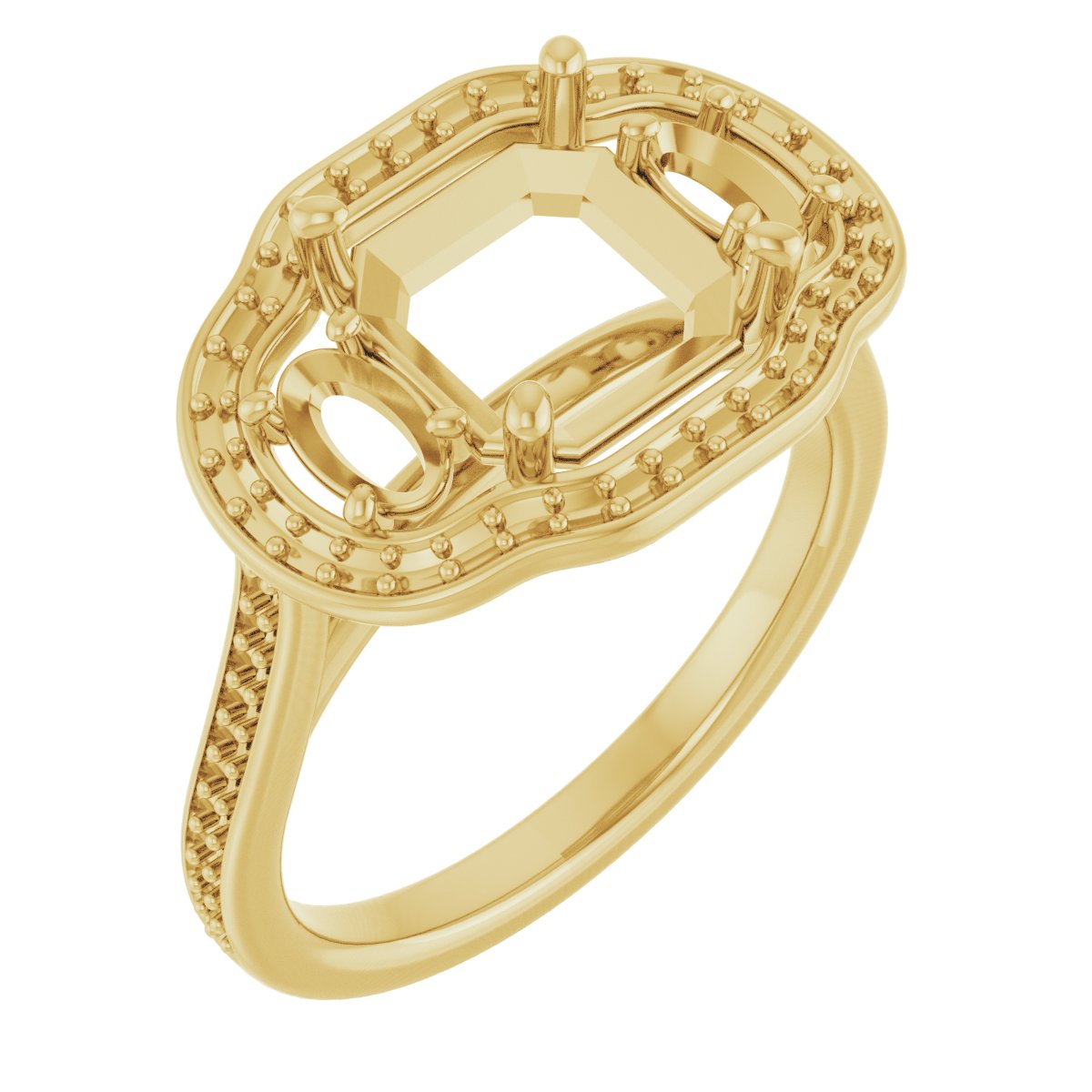 Three-Stone Halo-Style Engagement Ring