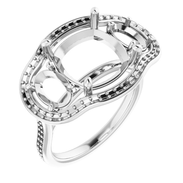 Three-Stone Halo-Style Engagement Ring
