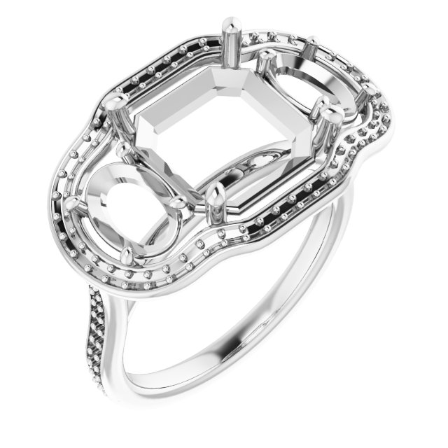 Three-Stone Halo-Style Engagement Ring