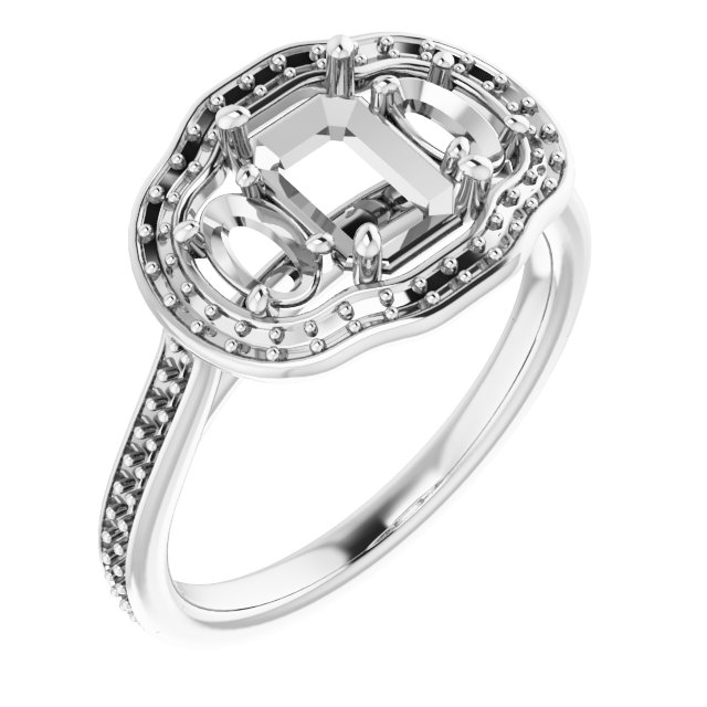Three-Stone Halo-Style Engagement Ring