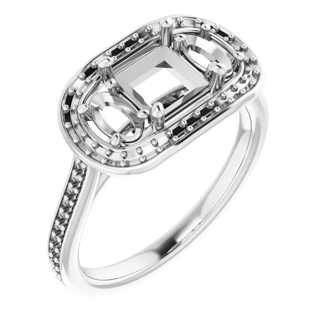 Three-Stone Halo-Style Engagement Ring