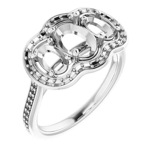 Three-Stone Halo-Style Engagement Ring
