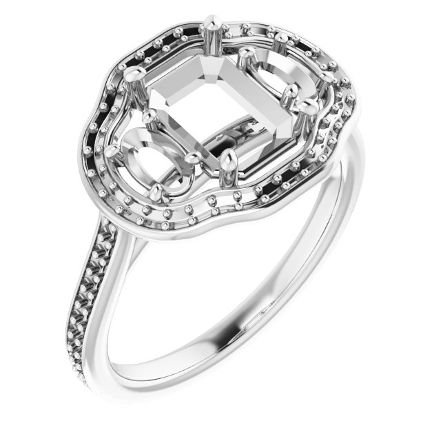Three-Stone Halo-Style Engagement Ring