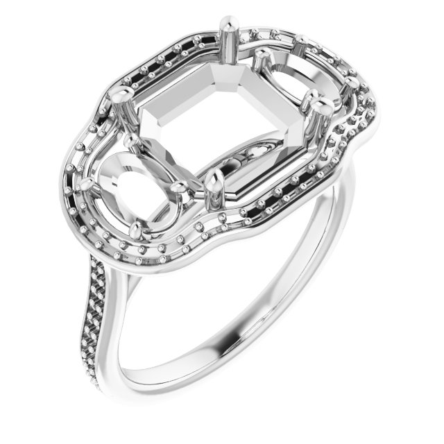 Three-Stone Halo-Style Engagement Ring