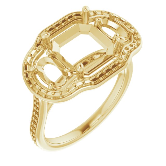 Three-Stone Halo-Style Engagement Ring