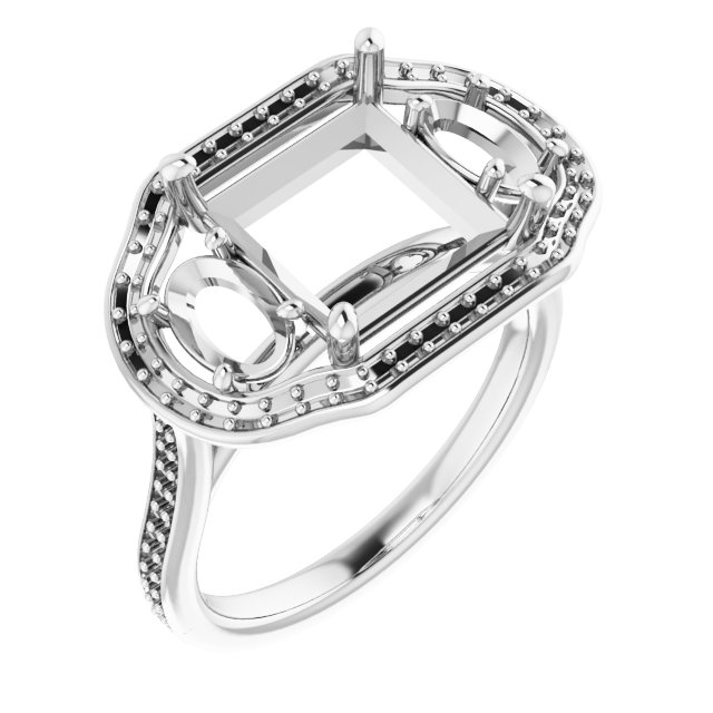 Three-Stone Halo-Style Engagement Ring