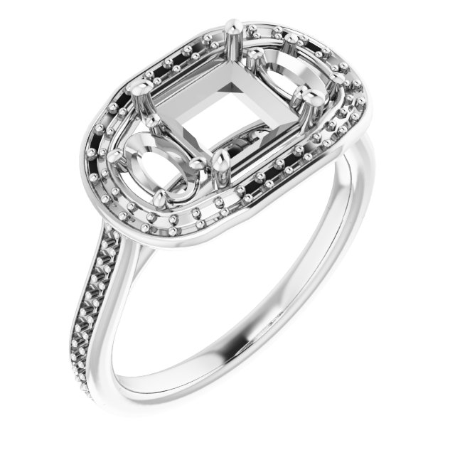 Three-Stone Halo-Style Engagement Ring