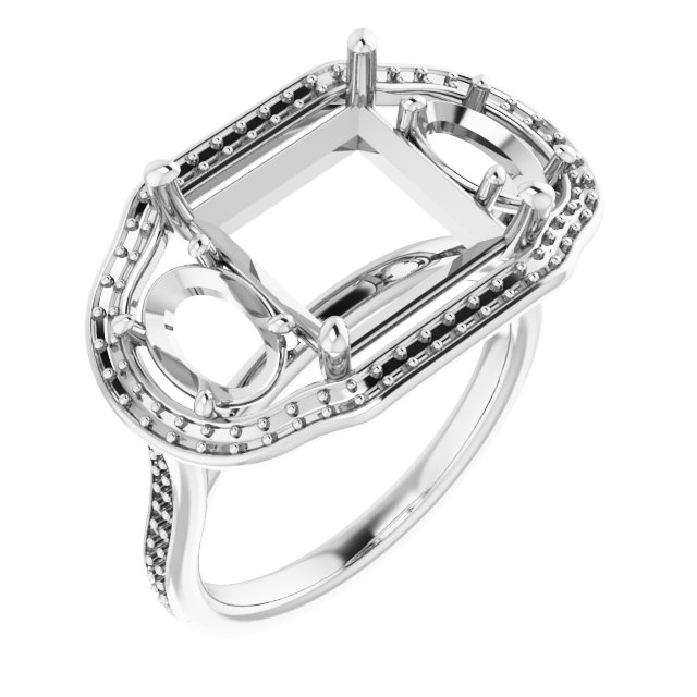 Three-Stone Halo-Style Engagement Ring