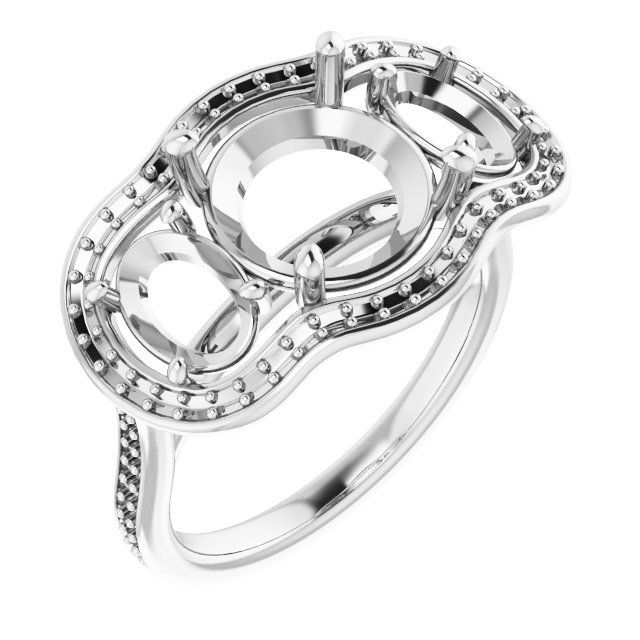 Three-Stone Halo-Style Engagement Ring