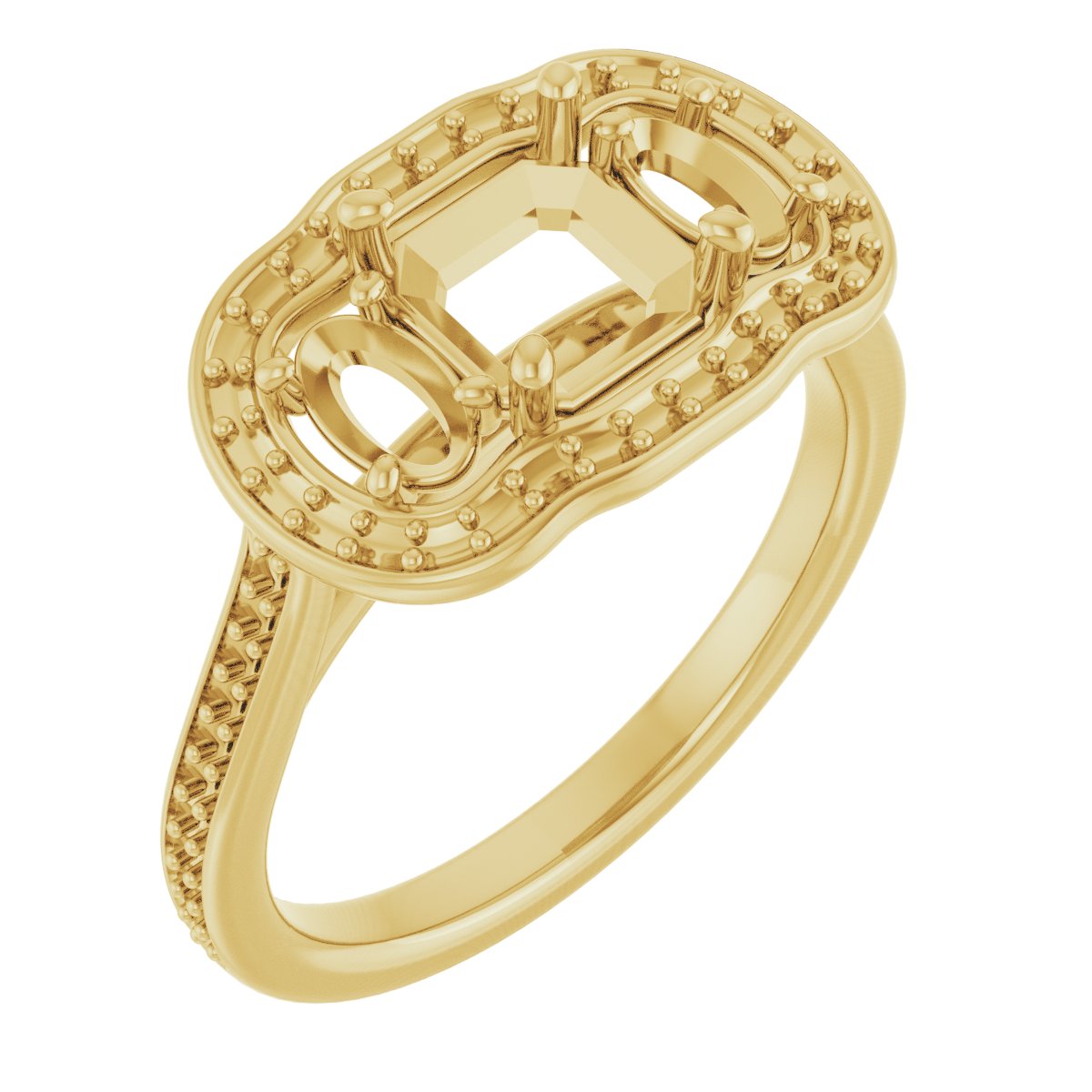 Three-Stone Halo-Style Engagement Ring