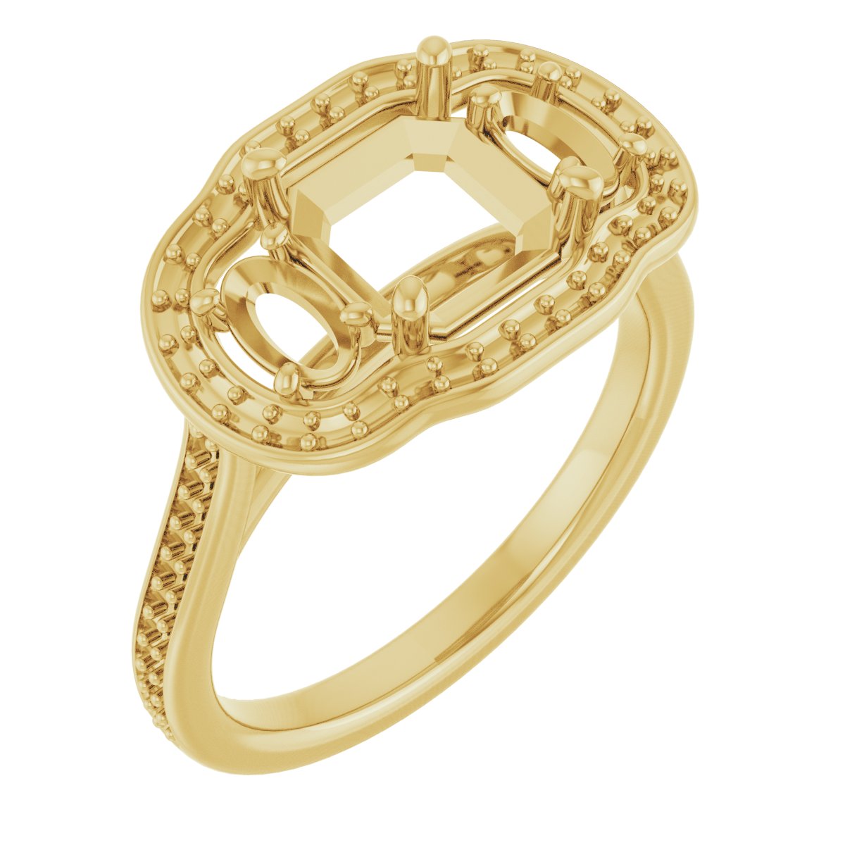 Three-Stone Halo-Style Engagement Ring