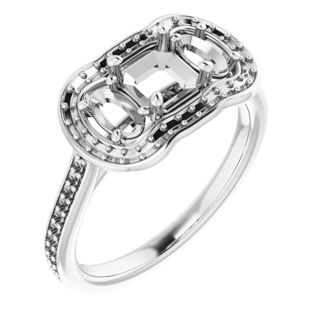 Three-Stone Halo-Style Engagement Ring