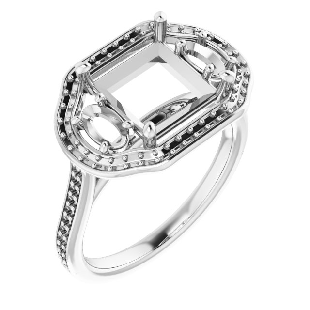 Three-Stone Halo-Style Engagement Ring
