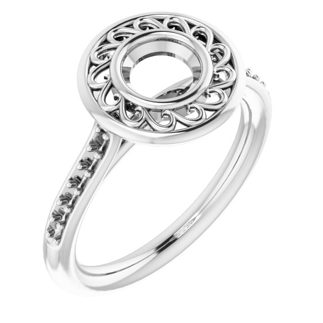 Bezel-Set Accented Engagement Ring