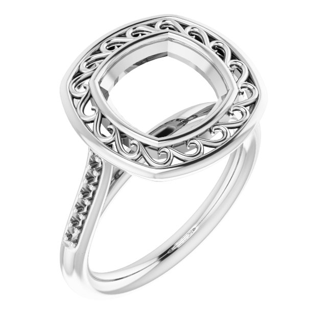Bezel-Set Accented Engagement Ring