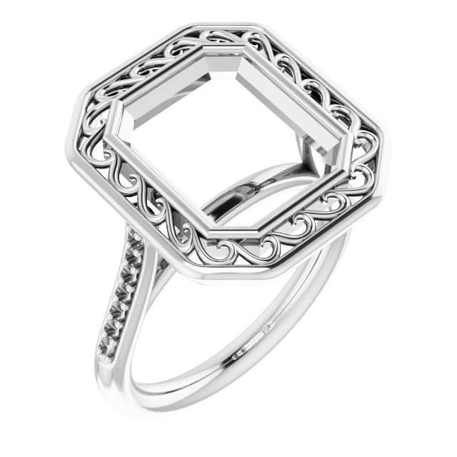 Bezel-Set Accented Engagement Ring