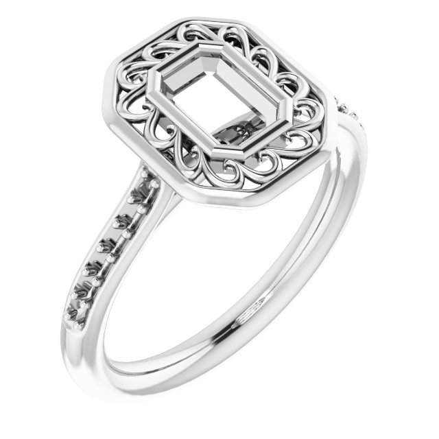 Bezel-Set Accented Engagement Ring