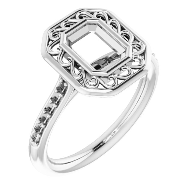 Bezel-Set Accented Engagement Ring