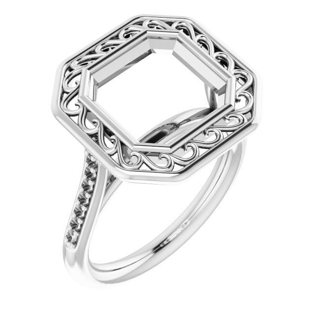 Bezel-Set Accented Engagement Ring