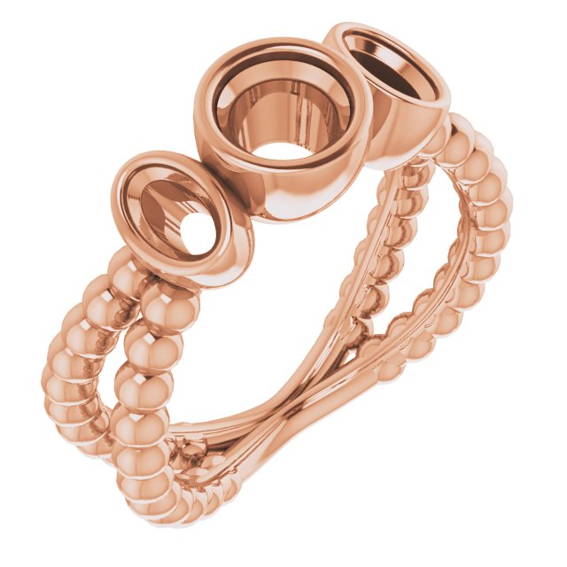 Bezel-Set Beaded Three-Stone Ring