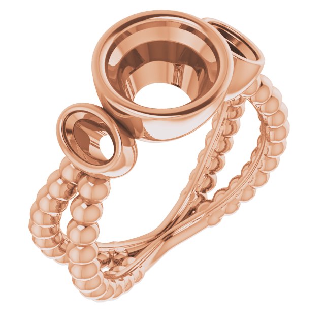 Bezel-Set Beaded Three-Stone Ring
