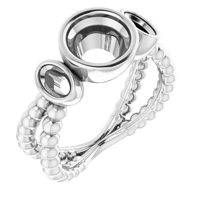 Bezel-Set Beaded Three-Stone Ring