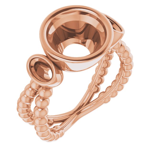 Bezel-Set Beaded Three-Stone Ring