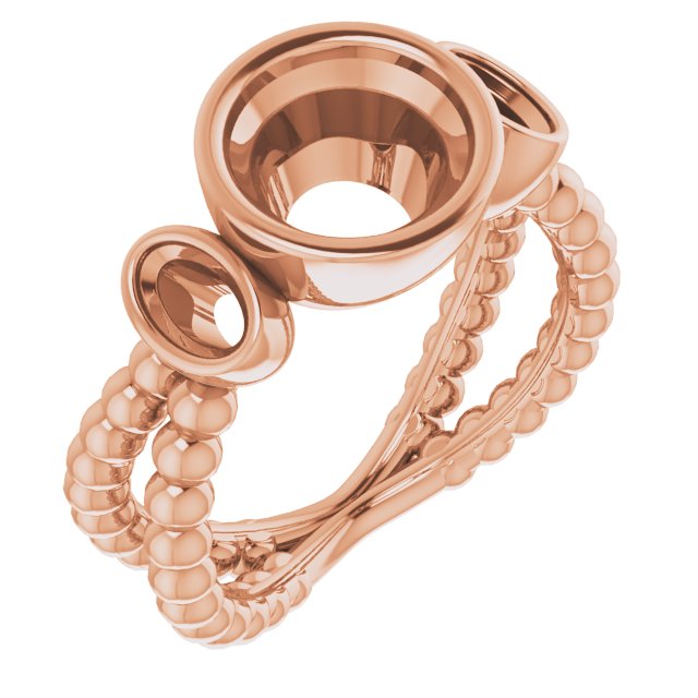 Bezel-Set Beaded Three-Stone Ring