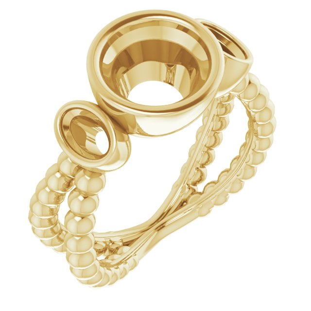 Bezel-Set Beaded Three-Stone Ring