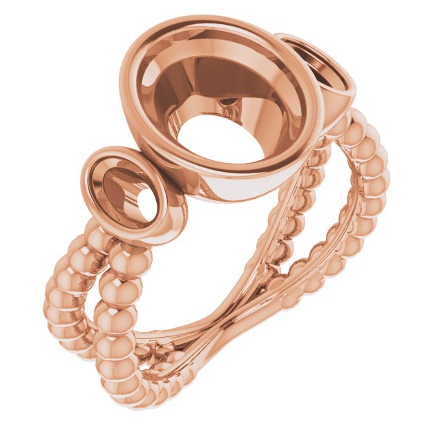Bezel-Set Beaded Three-Stone Ring