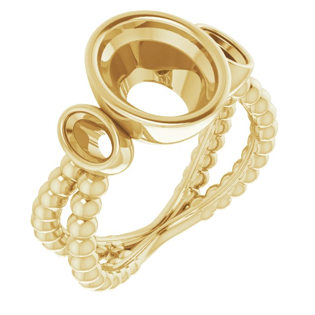 Bezel-Set Beaded Three-Stone Ring