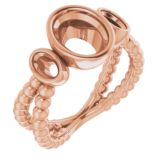 Bezel-Set Beaded Three-Stone Ring