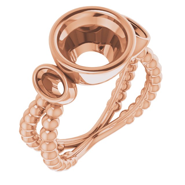 Bezel-Set Beaded Three-Stone Ring