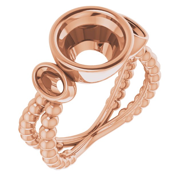 Bezel-Set Beaded Three-Stone Ring