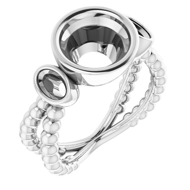 Bezel-Set Beaded Three-Stone Ring