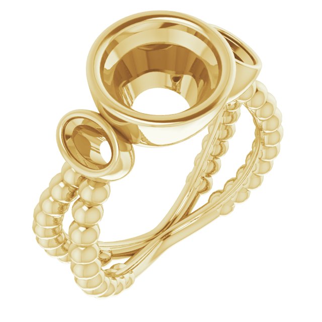 Bezel-Set Beaded Three-Stone Ring
